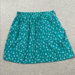 Rosebud Teal Skirt with off white  Sailboat Print.